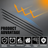 1000 Pcs Cable Zip Ties with Metal Tooth Stainless Steel Locking Device, 7 Inch Black Cable Ties, 45 Lbs Tensile Strength, UV Resistant Wire Wraps Multi Purpose for Industrial Indoor Outdoor Use - 45-Degree Angle