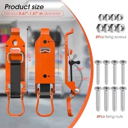 8 Pcs Shovel Holder, Heavy Duty Shovel Mounts for Roof Rack, Quick Release Axe Holder Mount Kit, Metal and Rubber Car Accessories Garage Storage Wall Mounting Brackets Truck