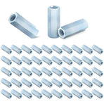 50 Pcs Coarse Coupling Nuts 3/8''-16, Zinc Plated Carbon Steel