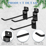 200 Pcs 6 Inches Slatwall Hooks Accessories Black Slat Wall Hanging Hangers Metal Retail Hooks Shelf Brackets Pegs for Pegboard Garage Display - Side View