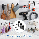 200 Pcs 6 Inches Slatwall Hooks Accessories Black Slat Wall Hanging Hangers Metal Retail Hooks Shelf Brackets Pegs for Pegboard Garage Display - 45-Degree Angle
