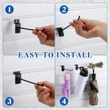 200 Pcs 6 Inches Slatwall Hooks Accessories Black Slat Wall Hanging Hangers Metal Retail Hooks Shelf Brackets Pegs for Pegboard Garage Display - Rear View