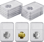 10-Pack 24mm Coin Slab Display Holder, Clear Acrylic Storage Case for Liberty, Barber, Standing Liberty and Washington Quarters, and Other 24mm Coins, Four-Point Fixation Coin Collection Box