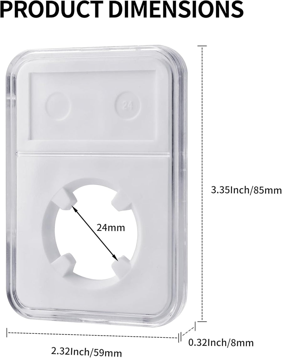 10-Pack 24mm Coin Slab Display Holder, Clear Acrylic Storage Case for Liberty, Barber, Standing Liberty and Washington Quarters, and Other 24mm Coins, Four-Point Fixation Coin Collection Box