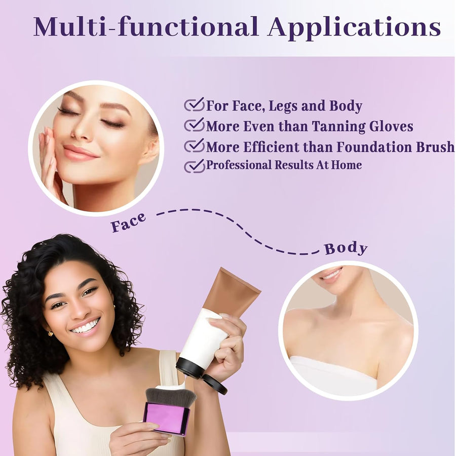 2pcs Self Tanner Brush & Kabuki Brush for Body - Self Tanning Applicator, Body Bronzer Brush for Fake Tan, Sunscreen, Makeup - Face & Body Foundation Brush