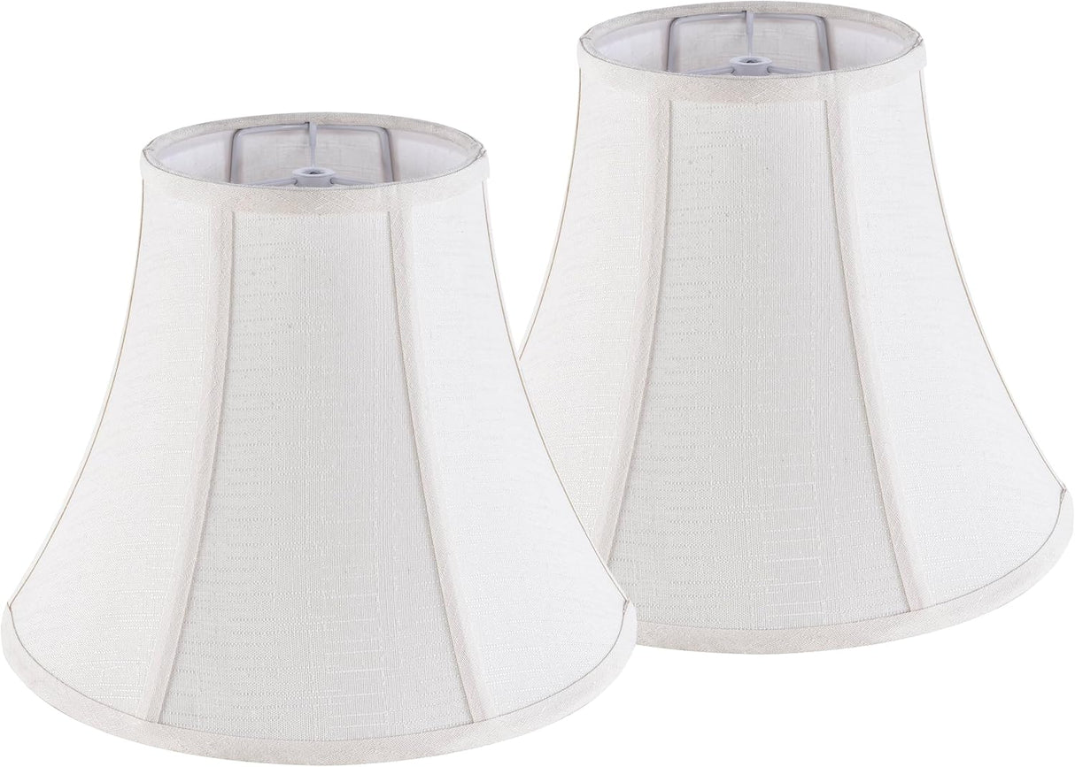 Creme White Bell Lamp Shades Set of 2 Medium Shade 6.7``Top x 13``Bottom x 10``High(Spider) Traditional Lampshade for Table & Bedside Lamp - Replacement Lampshades By
