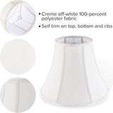 Creme White Bell Lamp Shades Set of 2 Medium Shade 6.7``Top x 13``Bottom x 10``High(Spider) Traditional Lampshade for Table & Bedside Lamp - Replacement Lampshades By