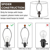 Creme White Bell Lamp Shades Set of 2 Medium Shade 6.7``Top x 13``Bottom x 10``High(Spider) Traditional Lampshade for Table & Bedside Lamp - Replacement Lampshades By - Side View