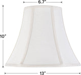 Creme White Bell Lamp Shades Set of 2 Medium Shade 6.7``Top x 13``Bottom x 10``High(Spider) Traditional Lampshade for Table & Bedside Lamp - Replacement Lampshades By
