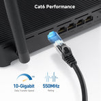 10Gbps 10-Pack Snagless Cat 6 Ethernet Cable - 10ft, Cat 6 Cable, Cat6 Cord, Ethernet Cord, Black