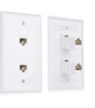 2-Pack 2-Port Ethernet Wall Plate, Cat6 Wall Plate with White RJ45 Keystone Jack, Ethernet Jack Outlet in White