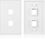 2-Pack 2-Port Ethernet Wall Plate, Cat6 Wall Plate with White RJ45 Keystone Jack, Ethernet Jack Outlet in White