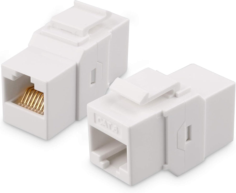 2-Pack 2-Port Ethernet Wall Plate, Cat6 Wall Plate with White RJ45 Keystone Jack, Ethernet Jack Outlet in White