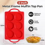 Silicone Muffin Top Pan & Metal Frame Round Egg Baking Pan - Front View