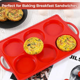 Silicone Muffin Top Pan & Metal Frame Round Egg Baking Pan