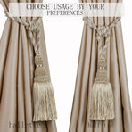 2 Pack Curtain Tiebacks Tassel Drapery Tie-Backs Rope Handmade Holdbacks Home Office Hotel Decorative (Mix Beige, 2 Pack)
