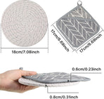 7 Pieces Square Pot Holders Washable Heat Resistant Pocket Mitt with Hanging Loop and Round Thread Weave Coaster Braided Drink Hot Pad Absorbent Woven Coaster for Kitchen Cooking Dinning