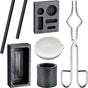 7 Pieces Graphite Torch Melting Casting Kit, Including 2 Graphite Crucible Stir Stick, Graphite Casting Mould 5-in-1 Graphite Casting Ingot Mould, Quartz Crucible, Cylindrical Graphite, Tong for Melt