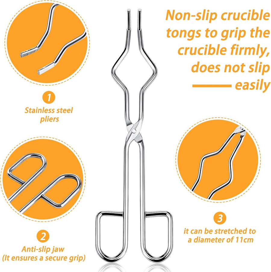 7 Pieces Graphite Torch Melting Casting Kit, Including 2 Graphite Crucible Stir Stick, Graphite Casting Mould 5-in-1 Graphite Casting Ingot Mould, Quartz Crucible, Cylindrical Graphite, Tong for Melt