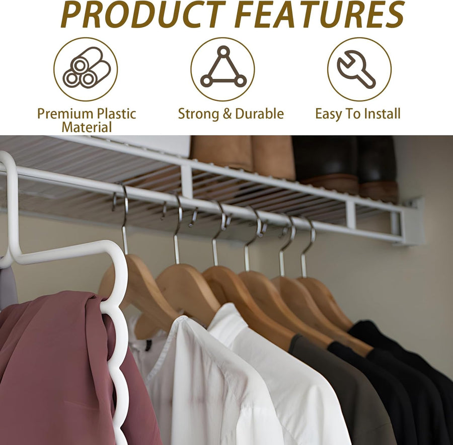 8 Pcs Wire Shelf End Brackets: Closet Maid Support, Wall Mount, White, Polyvinyl Chloride