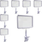 7 Pack White Acrylic Sign Holder with Clamp, 7x9 Inch Double Head Display Clips with Rotating Base and Sign Clip for Clothing, Retail, Boutique Display