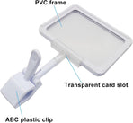 7 Pack White Acrylic Sign Holder with Clamp, 7x9 Inch Double Head Display Clips with Rotating Base and Sign Clip for Clothing, Retail, Boutique Display