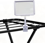 7 Pack White Acrylic Sign Holder with Clamp, 7x9 Inch Double Head Display Clips with Rotating Base and Sign Clip for Clothing, Retail, Boutique Display
