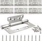 6 Pack Silver Non Mortise Door Hinges, 4"x3" Stainless Steel Bifold Door Hinges Thicken Heavy Duty Interior Gate Hinges with Mounting Screws