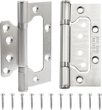 6 Pack Silver Non Mortise Door Hinges, 4"x3" Stainless Steel Bifold Door Hinges Thicken Heavy Duty Interior Gate Hinges with Mounting Screws