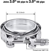 3.0 Inch V Band Clamp with Flange Male Female 304 Stainless Steel 4PCS