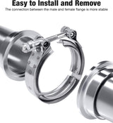 3.0 Inch V Band Clamp with Flange Male Female 304 Stainless Steel 4PCS