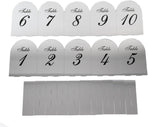 Efavormart Wedding Table Numbers 1-10 – Silver Mirror Arch Acrylic with Black Print & Stands for Elegant Receptions - 6"x7"