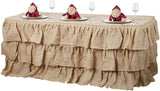 Efavormart 3 Tier Rustic Elegant Ruffled Burlap Table Skirt for Kitchen Dining Catering Wedding Party Decorations Events - 14 Ft - Side View
