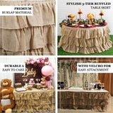Efavormart 3 Tier Rustic Elegant Ruffled Burlap Table Skirt for Kitchen Dining Catering Wedding Party Decorations Events - 14 Ft