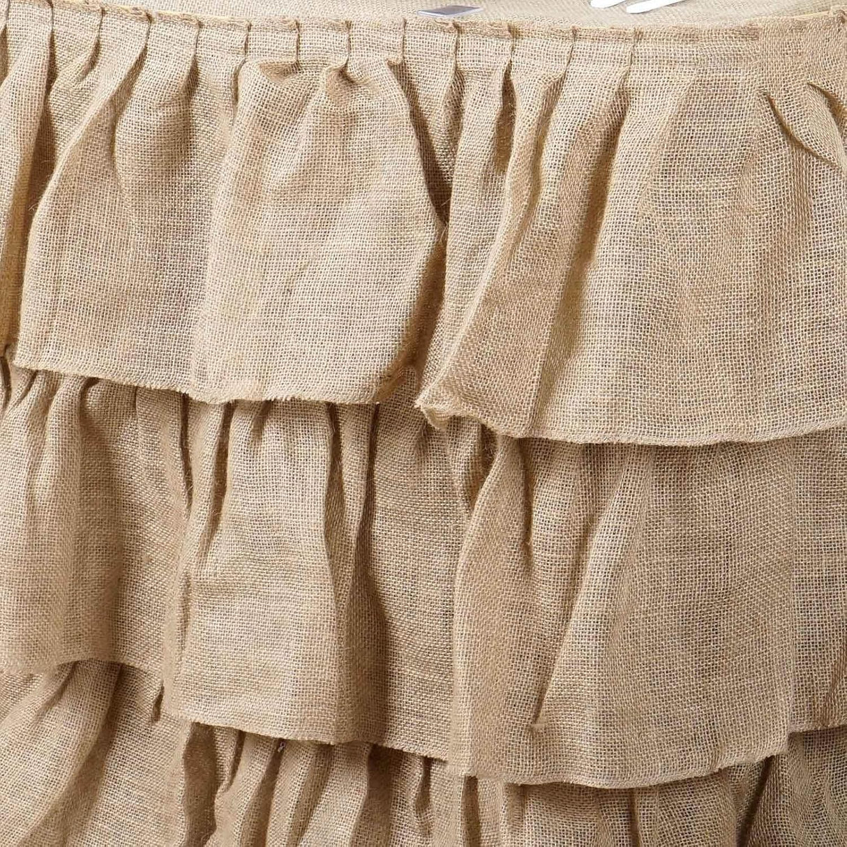 Efavormart 3 Tier Rustic Elegant Ruffled Burlap Table Skirt for Kitchen Dining Catering Wedding Party Decorations Events - 14 Ft