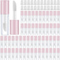 100 Pieces 1.2 ml Clear Mini Lip Gloss Tube Refillable Empty Lip Balm Gloss Containers for DIY Makeup, Pink
