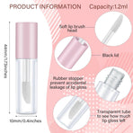 100 Pieces 1.2 ml Clear Mini Lip Gloss Tube Refillable Empty Lip Balm Gloss Containers for DIY Makeup, Pink