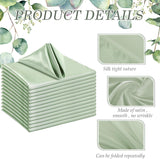 150 Pcs Satin Napkin Bulk 17 x 17 Inch Square Silk Table Napkin Soft Dinner Napkins Decor Elegant Satin Weddings Party Napkin for Wedding Parties Banquet Restaurant Decoration Supplies (Sage Green) - Side View