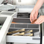 2 Pcs Knife & Silverware Drawer Organizer Holds 9 Knives with Flatware Tray Drawer Store Compact Utensil Organizer For Kitchen Silverware
