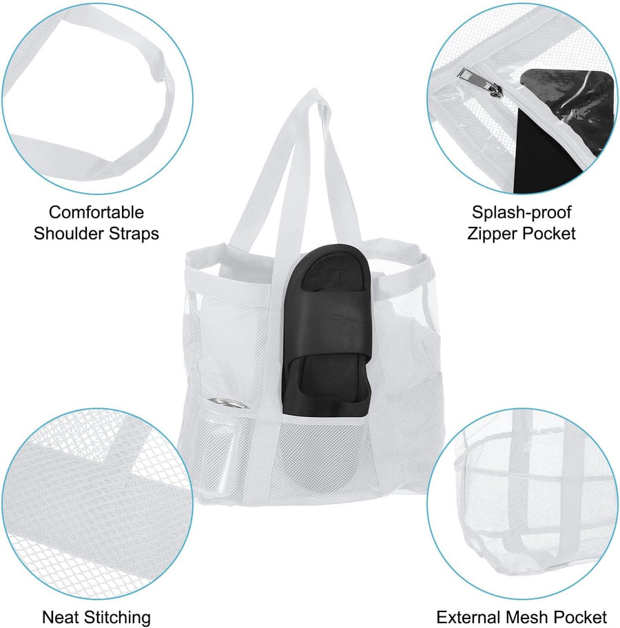 Mesh Beach Tote Bag, Upgraded Beach Towel Bags, Pool Bag for Vacation Travel Daily