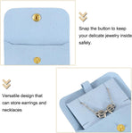 5 Pcs Microfiber Jewelry Pouches with Insert Pad, 8 x 8cm Snap Button Jewelry Velvet Gift Bags Organizer for Rings Necklace Bracelet, Light Blue