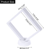 4 Pcs 3D Floating Display Case, 4.33 x 4.33 Inch Floating Frame Display Holder Stand, Transparent PE Jewelry Storage Box, White