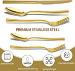 Gold Silverware Set,  40 Piece Stainless Steel Flatware Cutlery Set Service for 8 Luxury Square Tableware Thick Knife Fork Spoon for Home Kitchen Restaurant Wedding, Mirror Polished