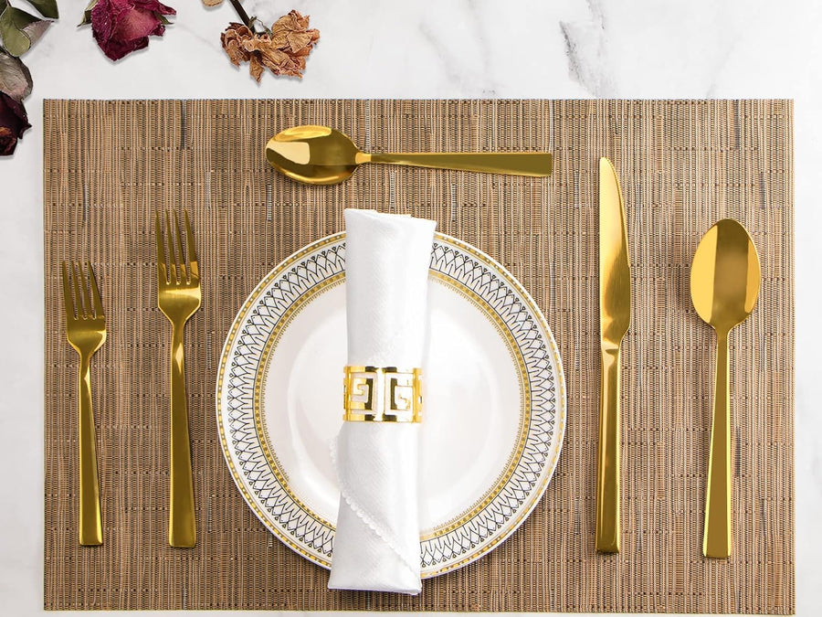 Gold Silverware Set,  40 Piece Stainless Steel Flatware Cutlery Set Service for 8 Luxury Square Tableware Thick Knife Fork Spoon for Home Kitchen Restaurant Wedding, Mirror Polished
