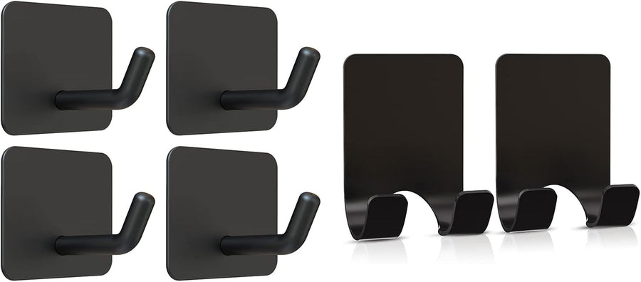 4 Pcs Adhesive Hooks with 2 Pcs Adhesive Razor Hooks