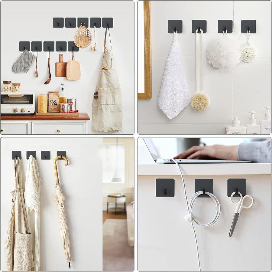 4 Pcs Adhesive Hooks with 2 Pcs Adhesive Razor Hooks