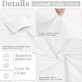 8 Pack Cocktail Table Covers 32x43 Inch Fitted Stretch Spandex Square Corners White Table Cover High Top Cocktail Round Tablecloth for Party, Wedding, Birthday, Banquet(White) - Side View