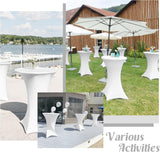 8 Pack Cocktail Table Covers 32x43 Inch Fitted Stretch Spandex Square Corners White Table Cover High Top Cocktail Round Tablecloth for Party, Wedding, Birthday, Banquet(White)