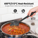 600ºF Heat Resistant Silicone Spatulas: Flexible Food-Grade Silicon Baking Scraper, Kitchen Cooking Mixing Utensils with Upgraded Sturdy Handle Tip for Nonstick Cookware (4-Pc., Black)