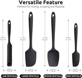 600ºF Heat Resistant Silicone Spatulas: Kitchen Cooking Mixing Utensils (4PCS, Black) and 8